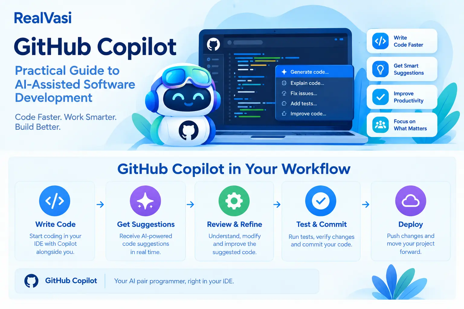 GitHub Copilot for AI-assisted software development and coding workflows