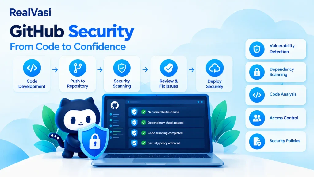 GitHub Security — From Code to Confidence GitHub Security workflow for protecting code, dependencies, and software projects